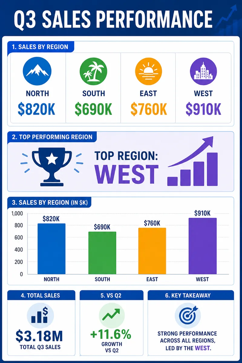 Q3 sales performance across four regions