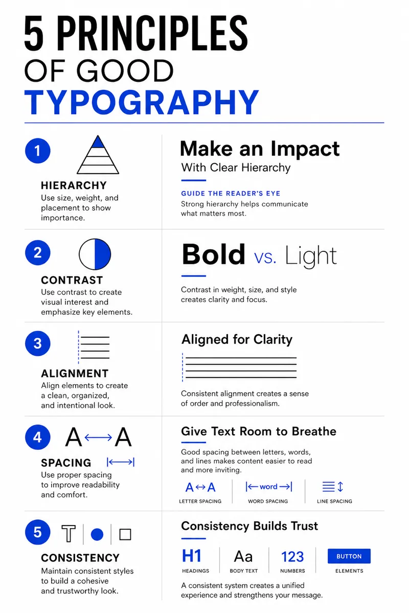 Five principles of good typography, one line each