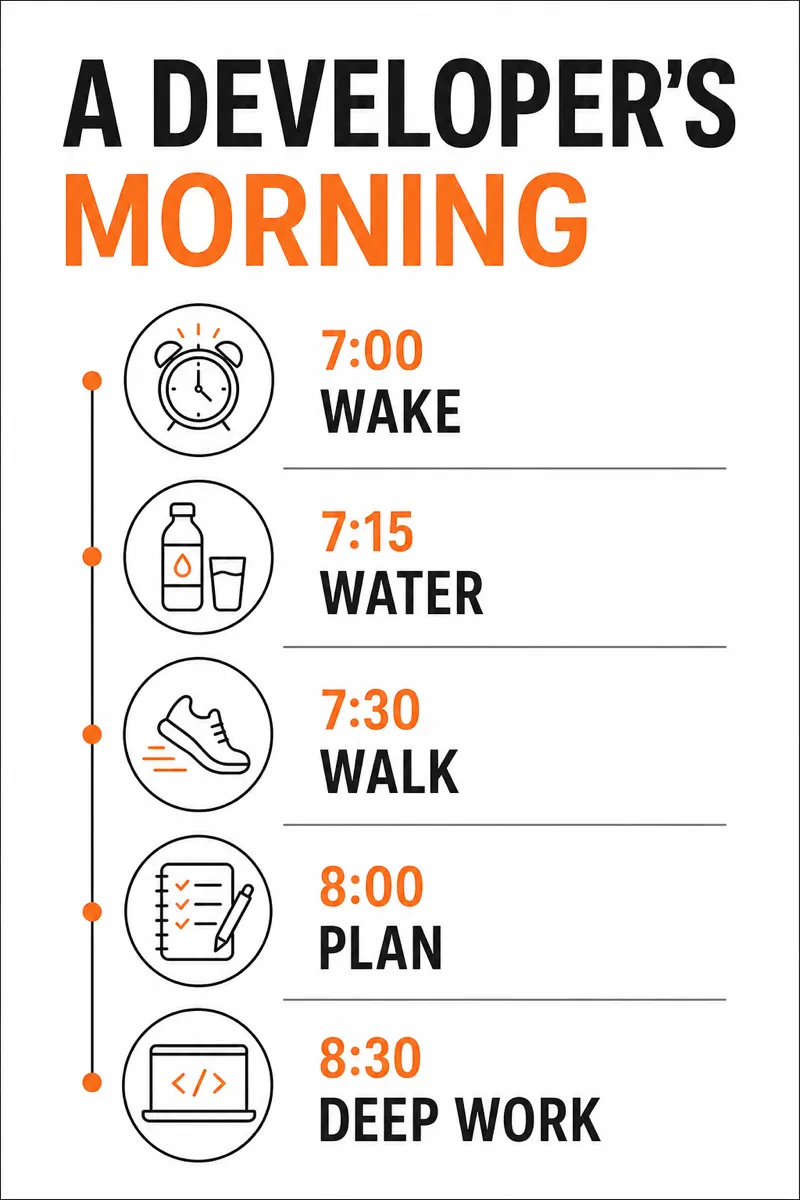 Morning routine of a productive developer