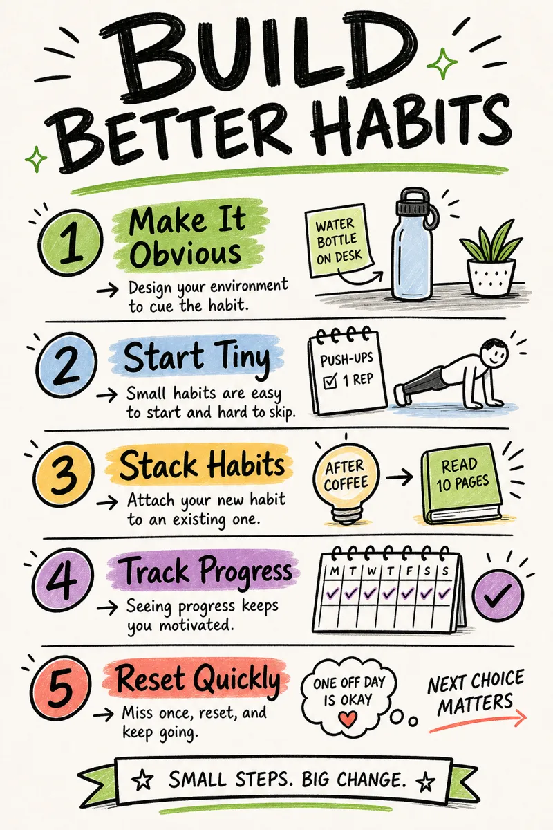 Key takeaways from Atomic Habits as sketch notes