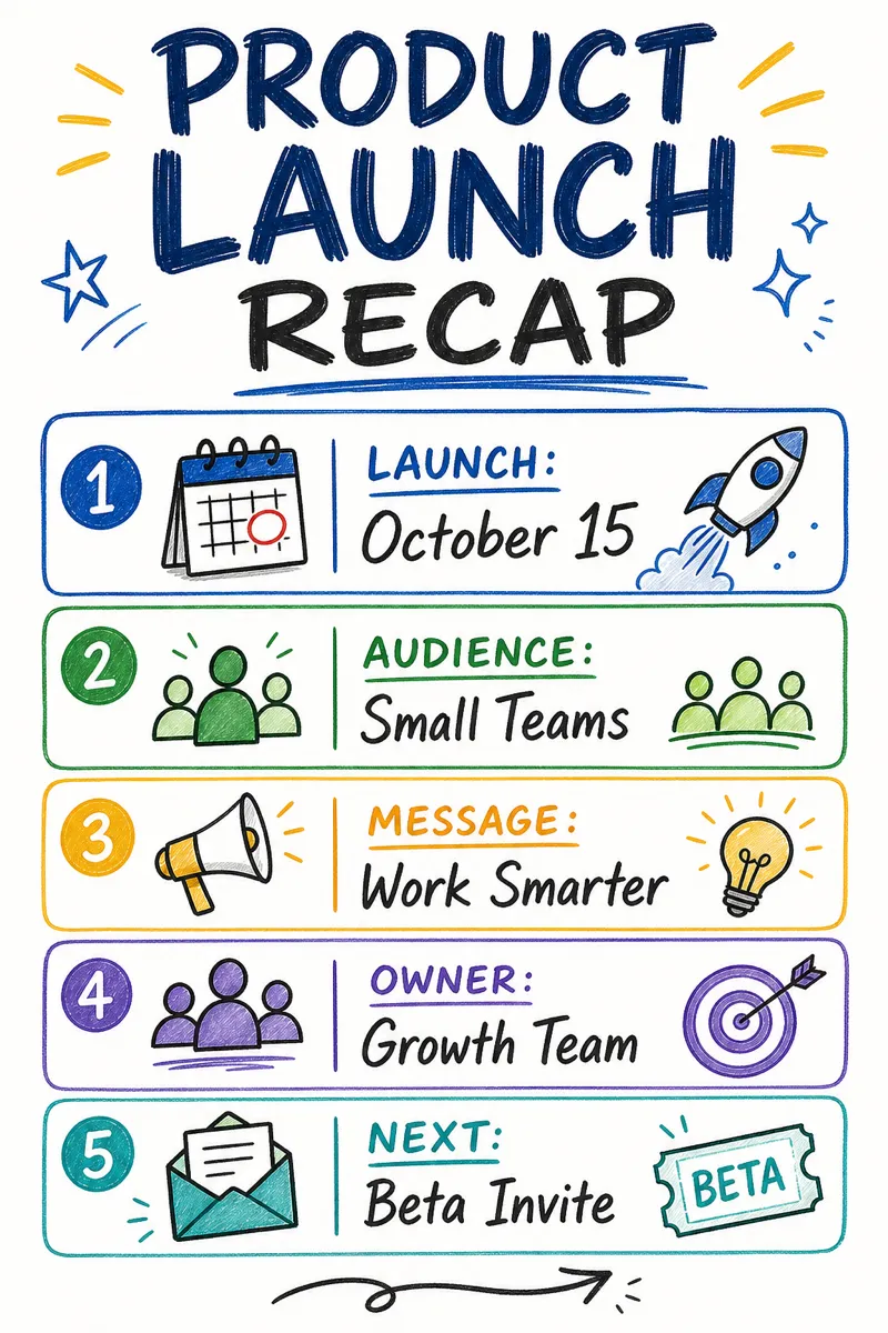 Meeting recap: product launch decisions and owners