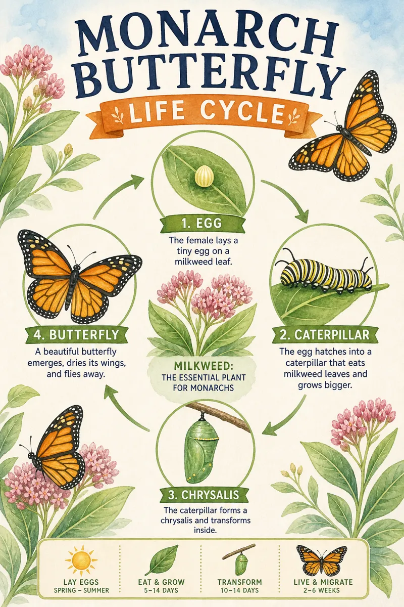 The lifecycle of a monarch butterfly